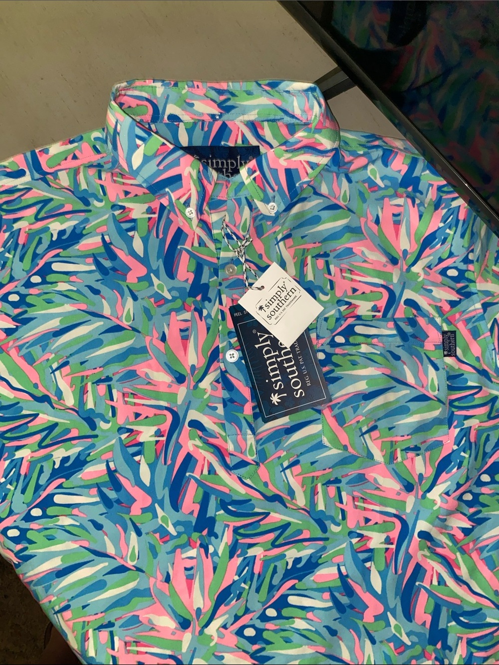 New Simply Southern Performance Stretch Polo Shirt, lightweight, Beachy, Active